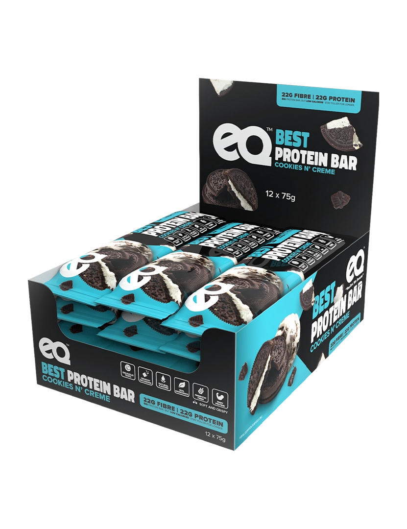 EQ Foods The Best Protein Bar Cookie & Cream 12 x 75g