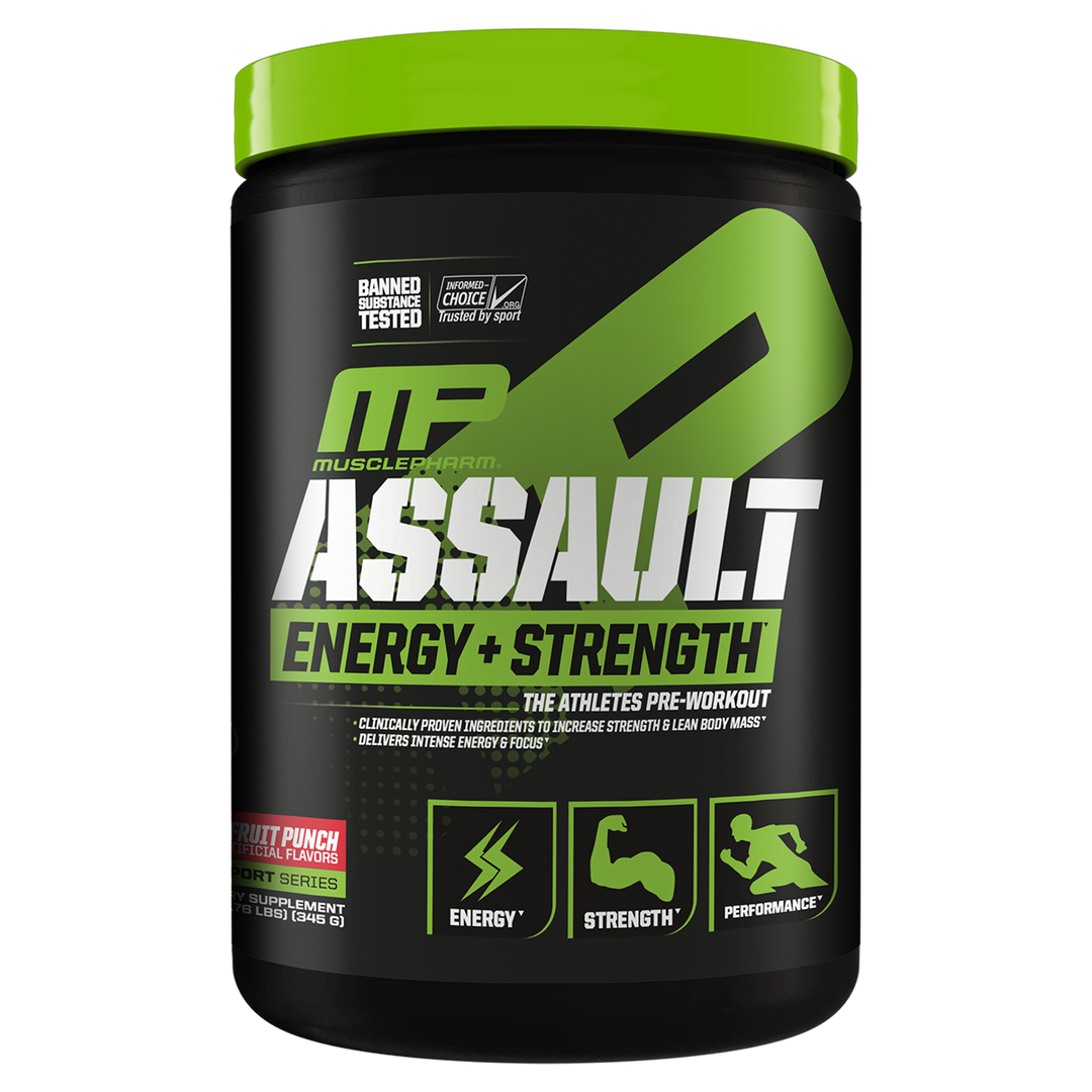 MusclePharm Assault Sport Fruit Punch Pre Workout 30 Serves Tub