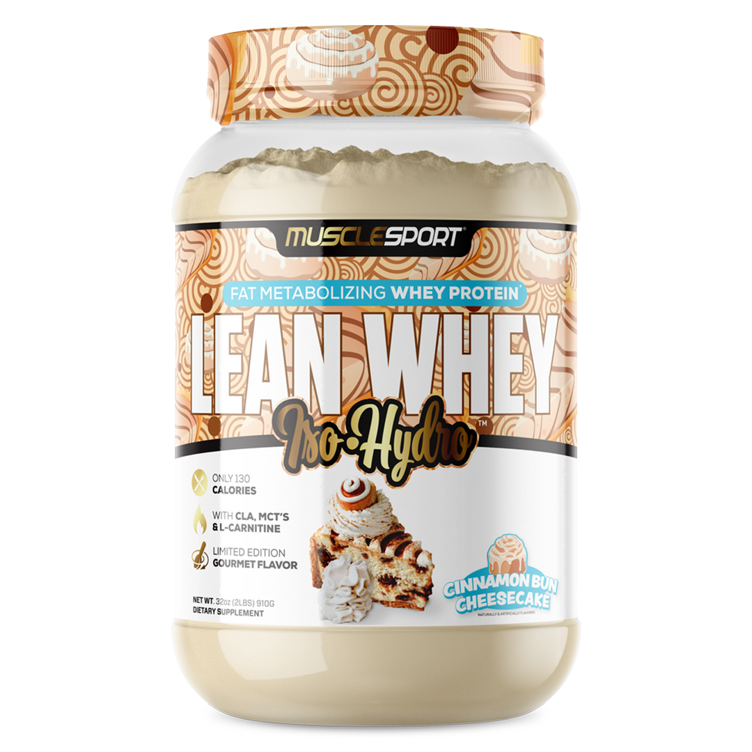 Musclesport Lean Whey Protein Isolate Cinnamon Bun Cheesecake 2lb Tub