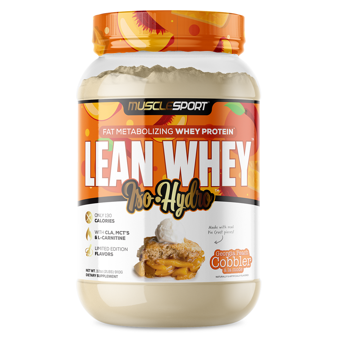 Musclesport Lean Whey Protein Isolate Hydro Peach Cobbler 2lb Tub