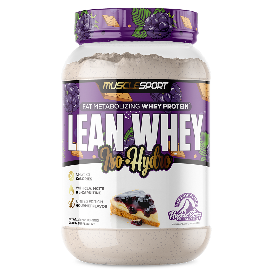 Musclesport Lean Whey Protein Isolate Huckleberry Cheesecake 2lb Tub