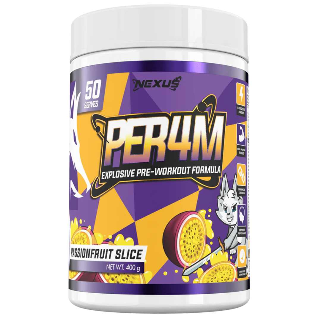 Nexus PER4M Passionfruit Slice Pre Workout 50 Serves Tub