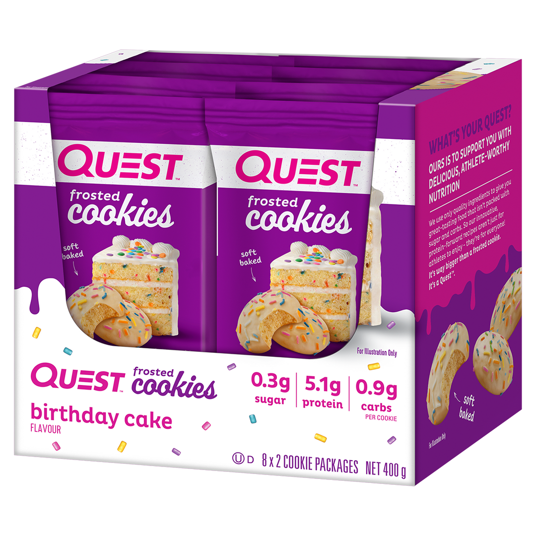 Quest Frosted Cookie 8 x Birthday Cake 50g