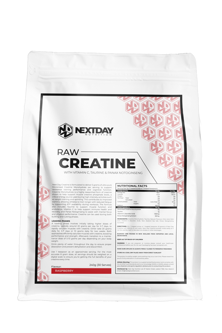 Next Day Raw Flavoured Creatine + Taurine, Vitamin C & Panax Notoginseng