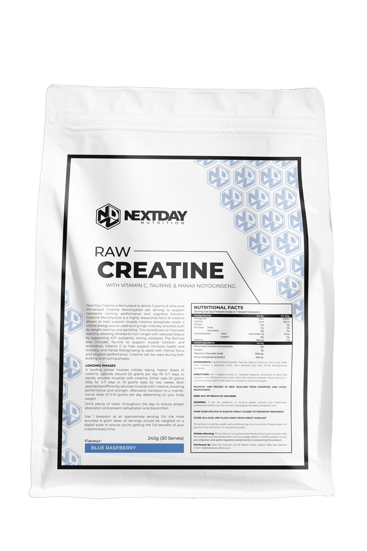 Next Day Raw Flavoured Creatine + Taurine, Vitamin C & Panax Notoginseng