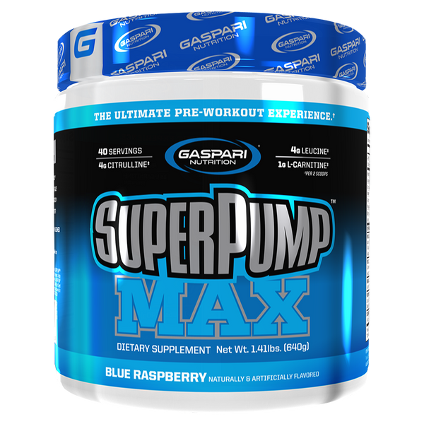 Gaspari Nutrition Super Pump Max Pre Workout Blue Raspberry Flavour. 40 Serves