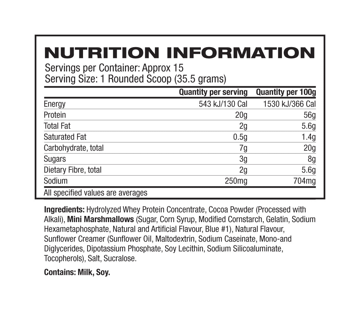 Nutritional Information Image