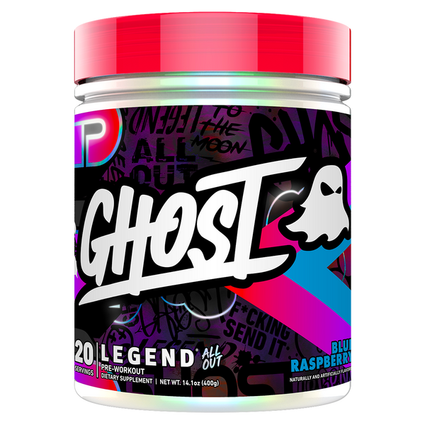 Ghost Legend All Out Blue Raspberry Pre Workout. 20 Serve Tub