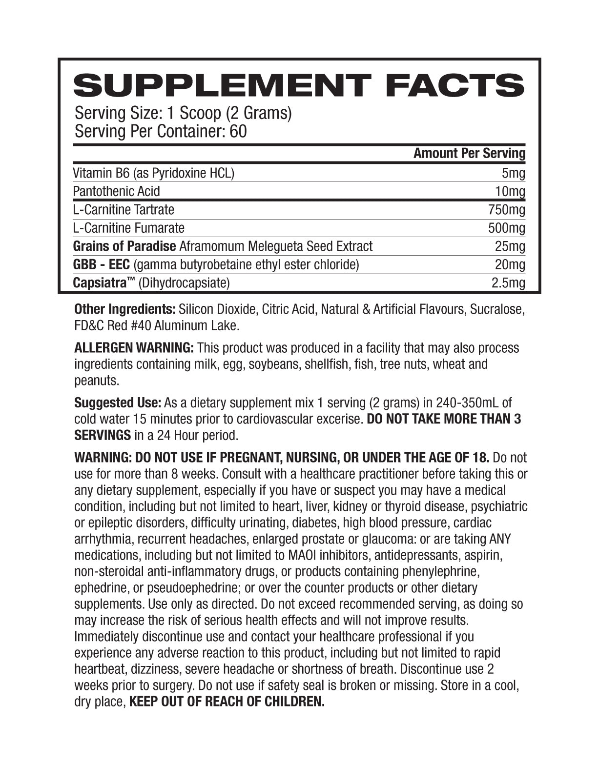Nutritional Information Image