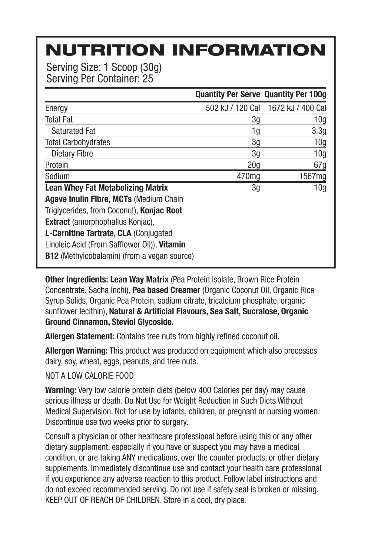 Nutritional Information Image