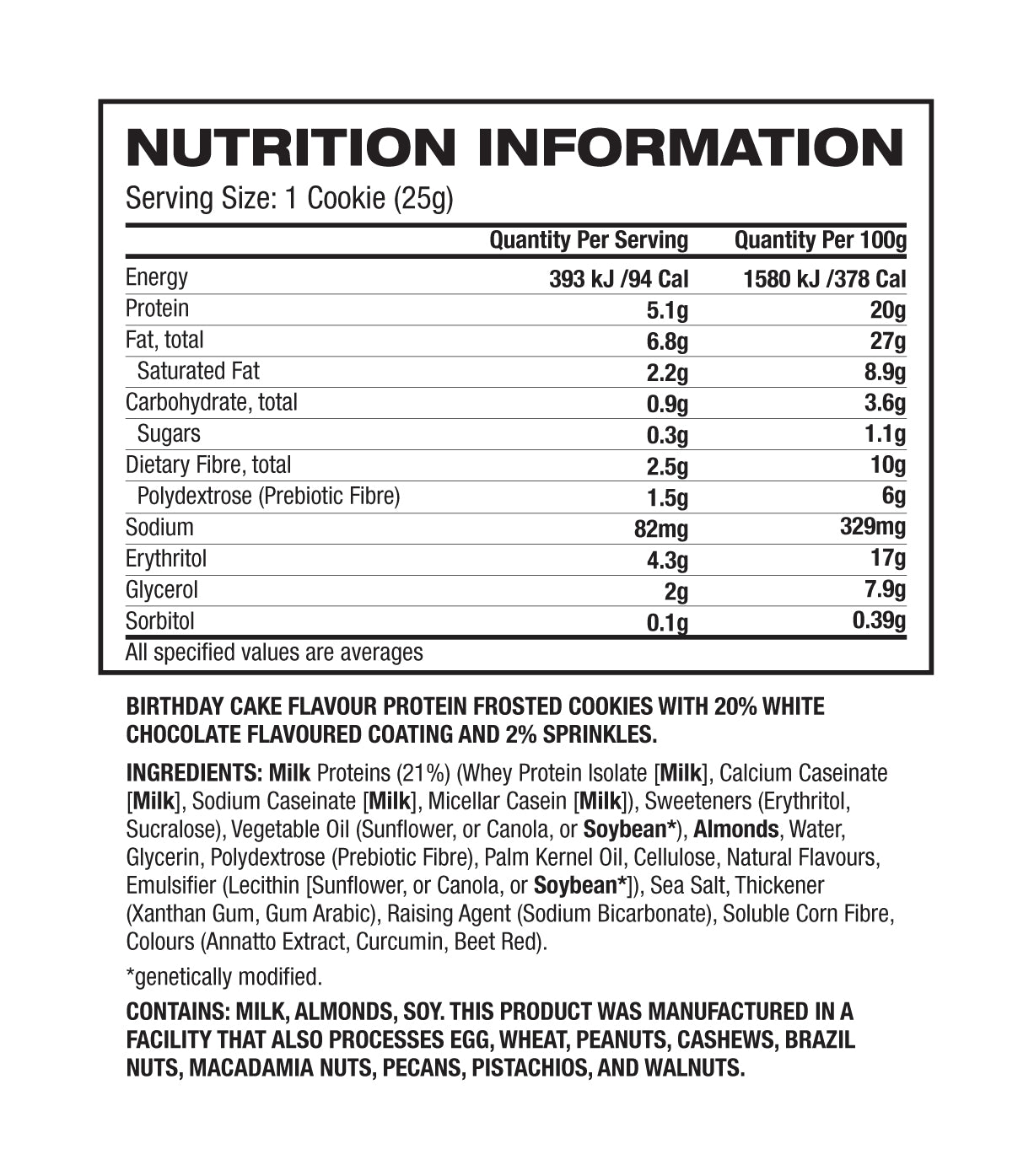Nutritional Information Image