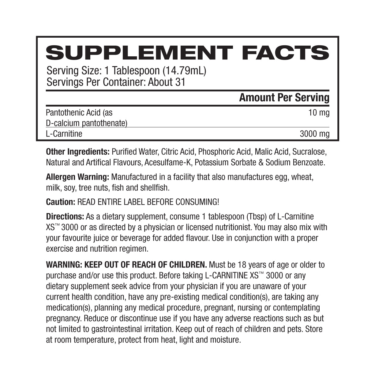 Nutritional Information Image