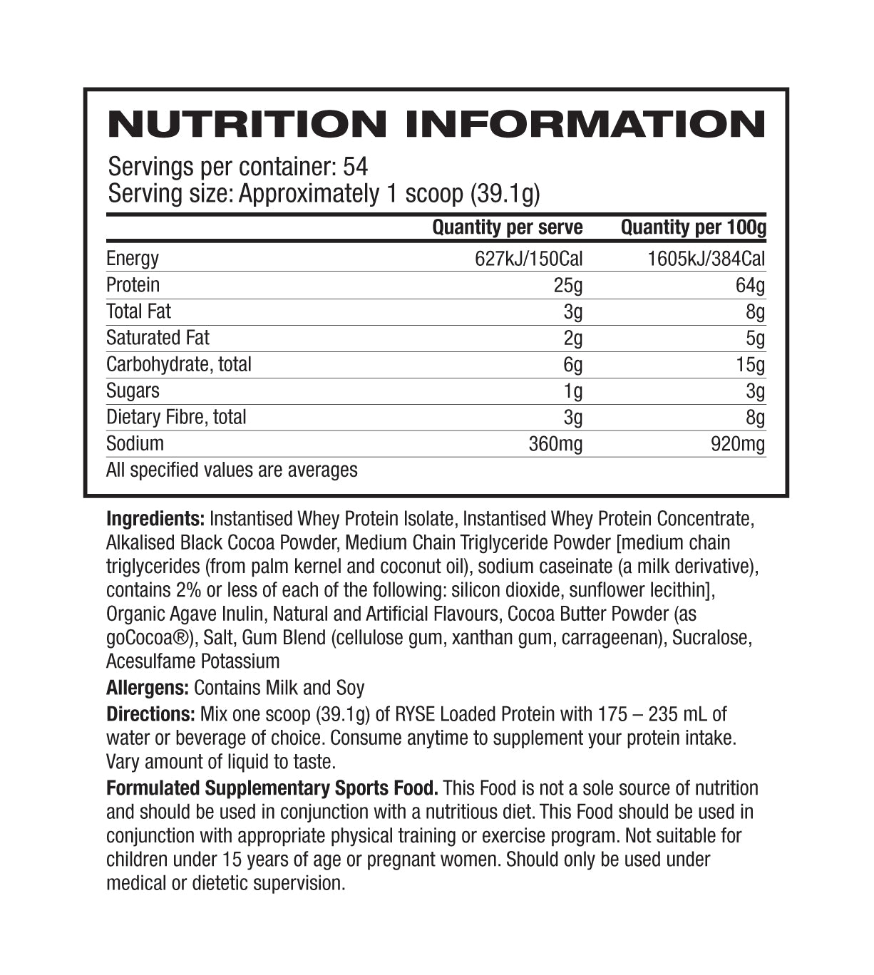 Nutritional Information Image